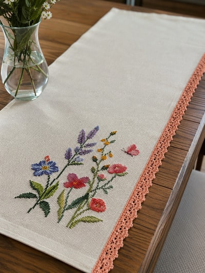 cross-stitch-on-table-runner-hand-embroidery