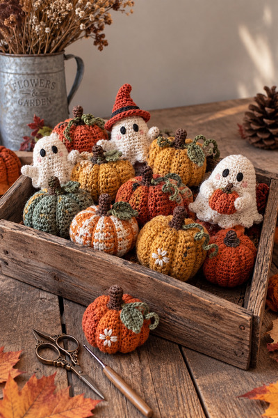 crochet-pumpkins-and-ghosts-miniatures