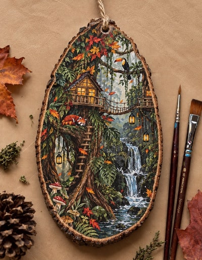 hand-painted-wood-slice-whimsicial-forest