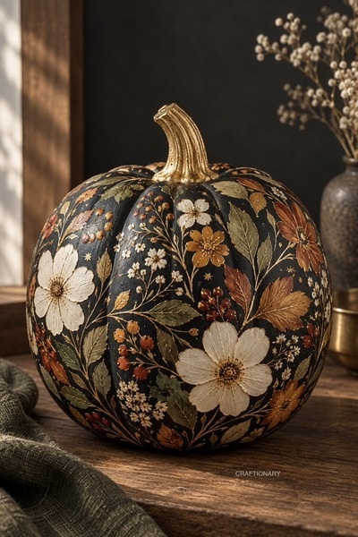 pressed-flowers-decorated-pumpkin-diy