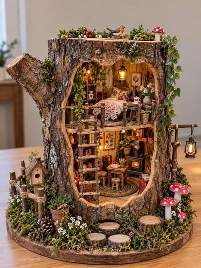 wood-stump-miniature-world-diy-creation