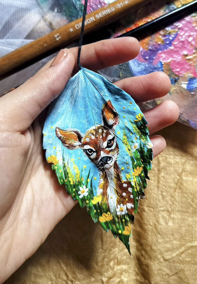 Leaf-Painting-Animals-on-Leaves