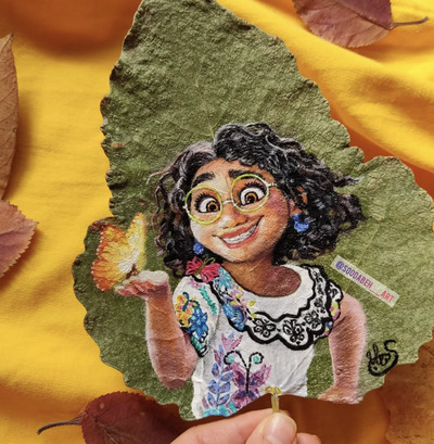 Leaf-Painting-Character-painting-on-leaves