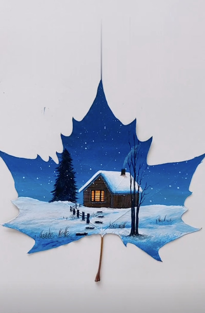 Leaf-Painting-Winter-Wilderness