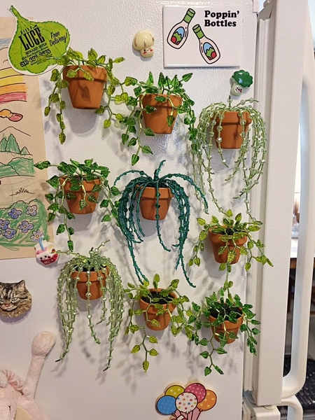 Mini-Beaded-tropical-plant-Vines-Hanging-Planter-Magnets