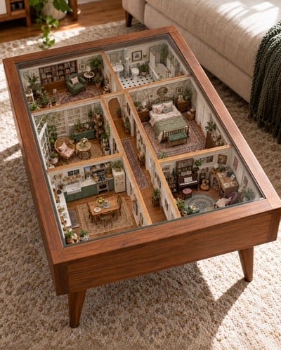 beautiful-wooden-coffee-table-dollhouse-craft-using-miniatures-and-thoughtful-materials-and-supplies