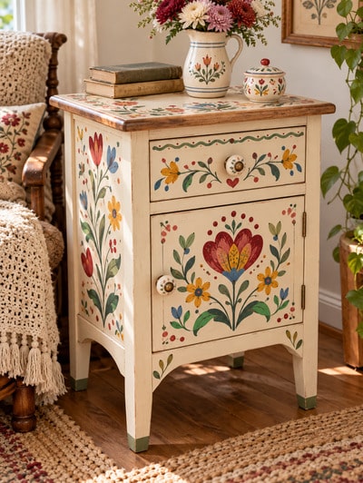 hand-painted-upcycled-nightstand-whimsical-folkart-painting