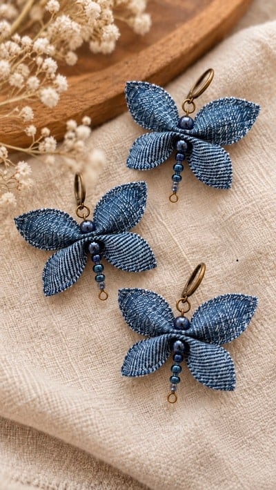 scraps-of-denim-fabric-to-make-butterfly-beaded-keychains