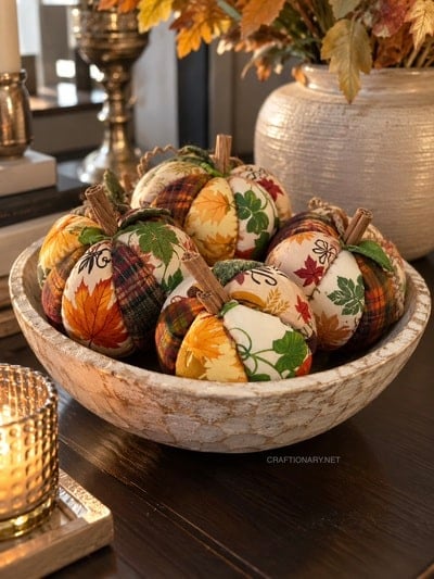 styrofoam-ball-fabric-scraps-pumpkins