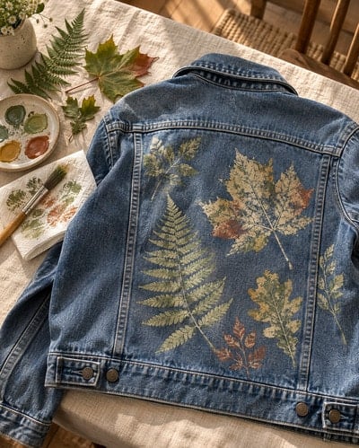 use-nature-finds-leaves-to-press-print-patterns-and-designs-on-denim-fabric-painting-idea