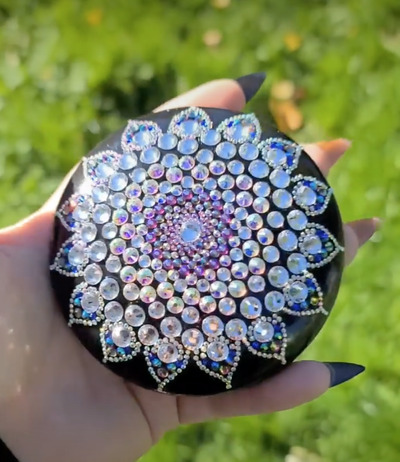rhinestone-mandala-rock-art