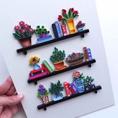paper-quilling-bookshelf-for-plants-and-books-lovers