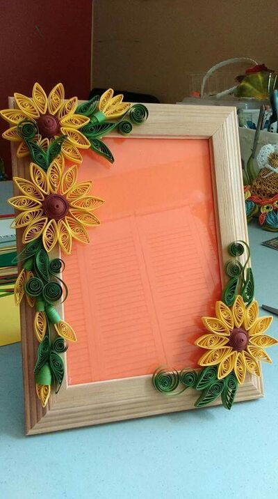 paper-quilling-sunflowers-photo-frame