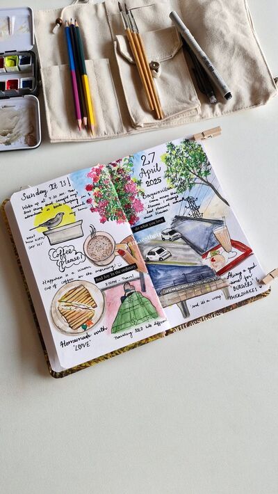 a-day-in-my-life-art-journaling-page