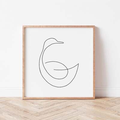 animal-line-art-continuous-line-swan-duck-goose
