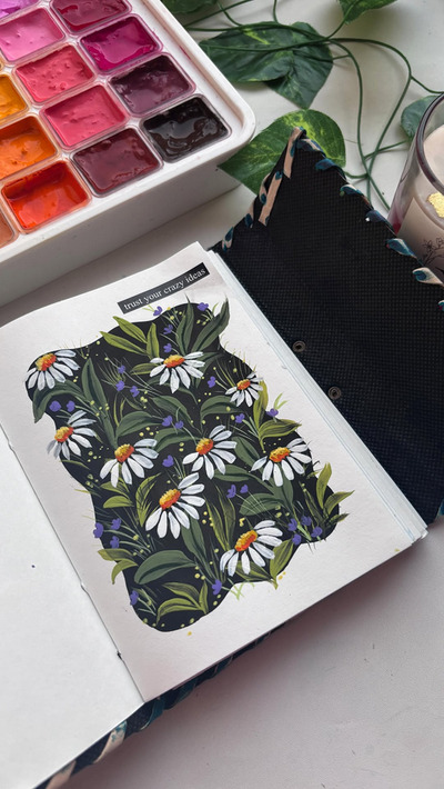 botanical-themed-flowers-art-journal-page