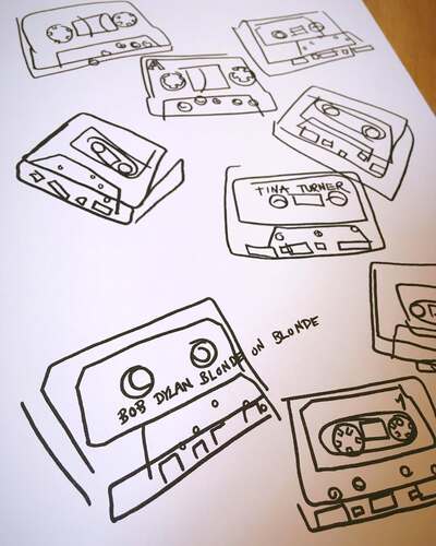 simple-line-art-Cassette-Tape-Riso-Prints