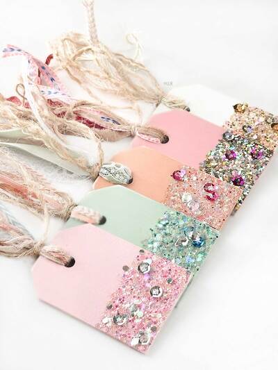 Sparkly-sequin-art-Wooden-Gift-Tags