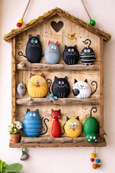diy-painted-rocks-cat-lovers-art