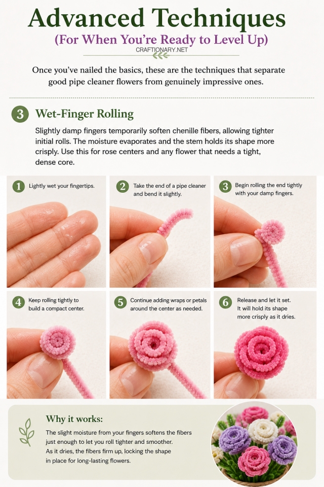 Wet-Finger-Rolling-advanced-technique-pipe-cleaner-flowers