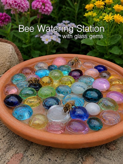 bee-water-station-glass-gems-diy-garden-idea
