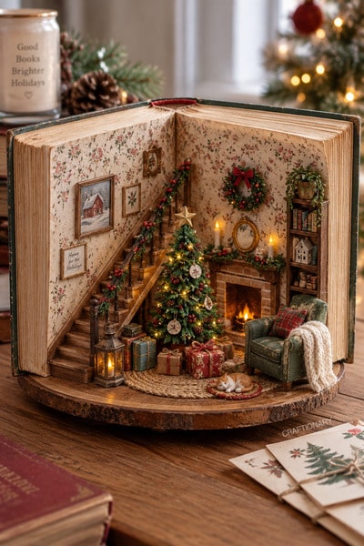 miniature-christmas-scene-in-a-book