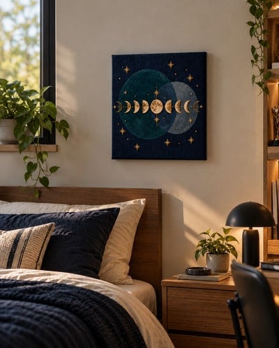 Moon-Phases-on-Midnight-Blue-embridered-canvas-art